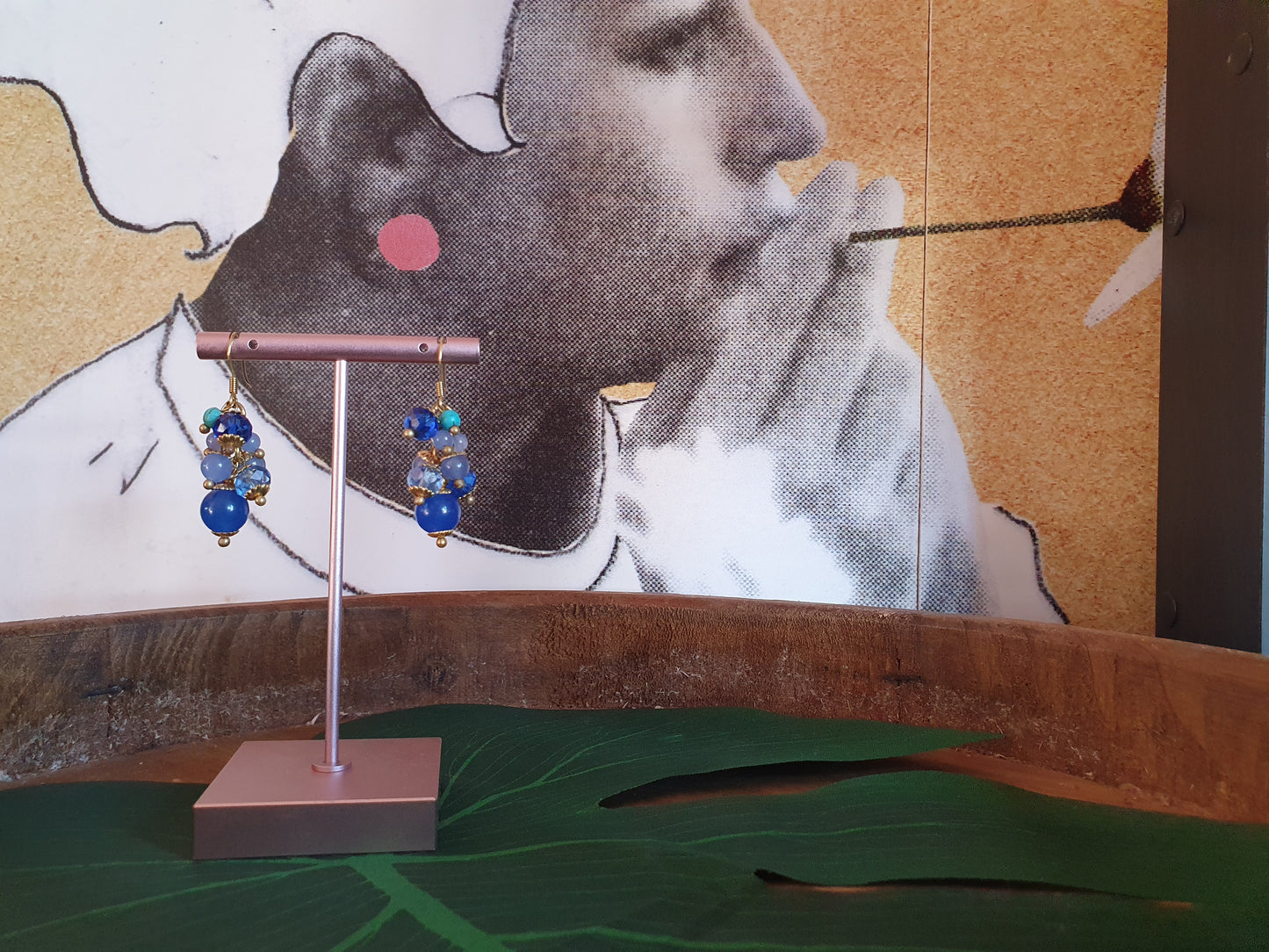 Blue crystal beaded earrings,turquoise December birthstone gift,agate,small danglies,turquoise earrings,turquoise jewelry,blue boho earrings