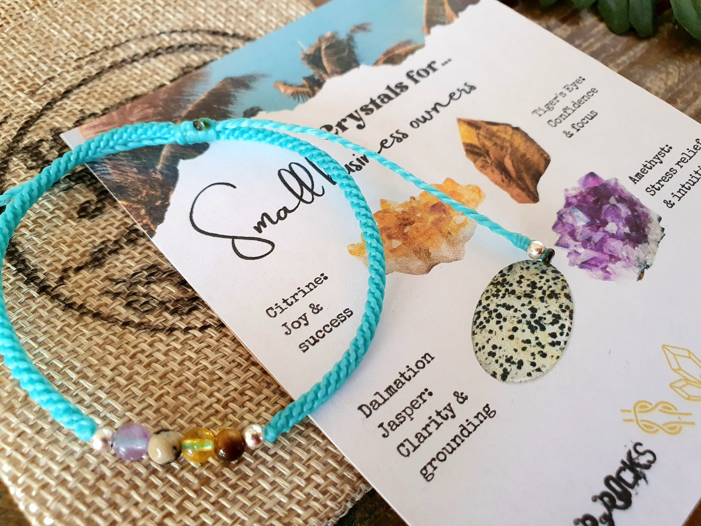 Crystals for small business owner, gift for small business owner, bracelet for small business owner, custom colour macrame bracelet