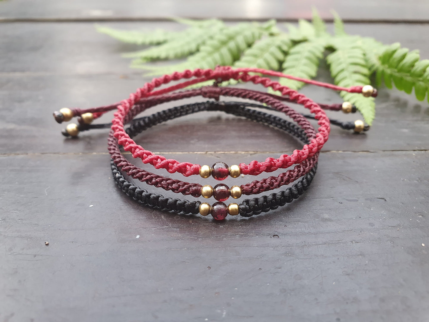 Men's boho bracelet, garnet bracelet for men, January birthstone gift birthday, personalise crystal for success joy ambition love friendship