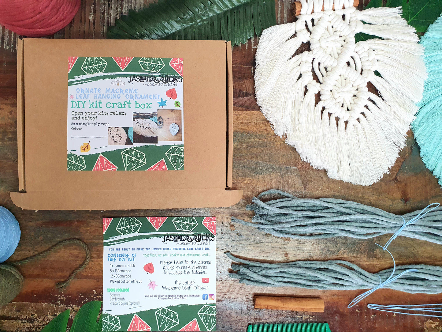 Macrame leaf DIY kit craft kit, custom colour botanical decor, make your own thoughtful thoughtful mindful creative crafty gift activity