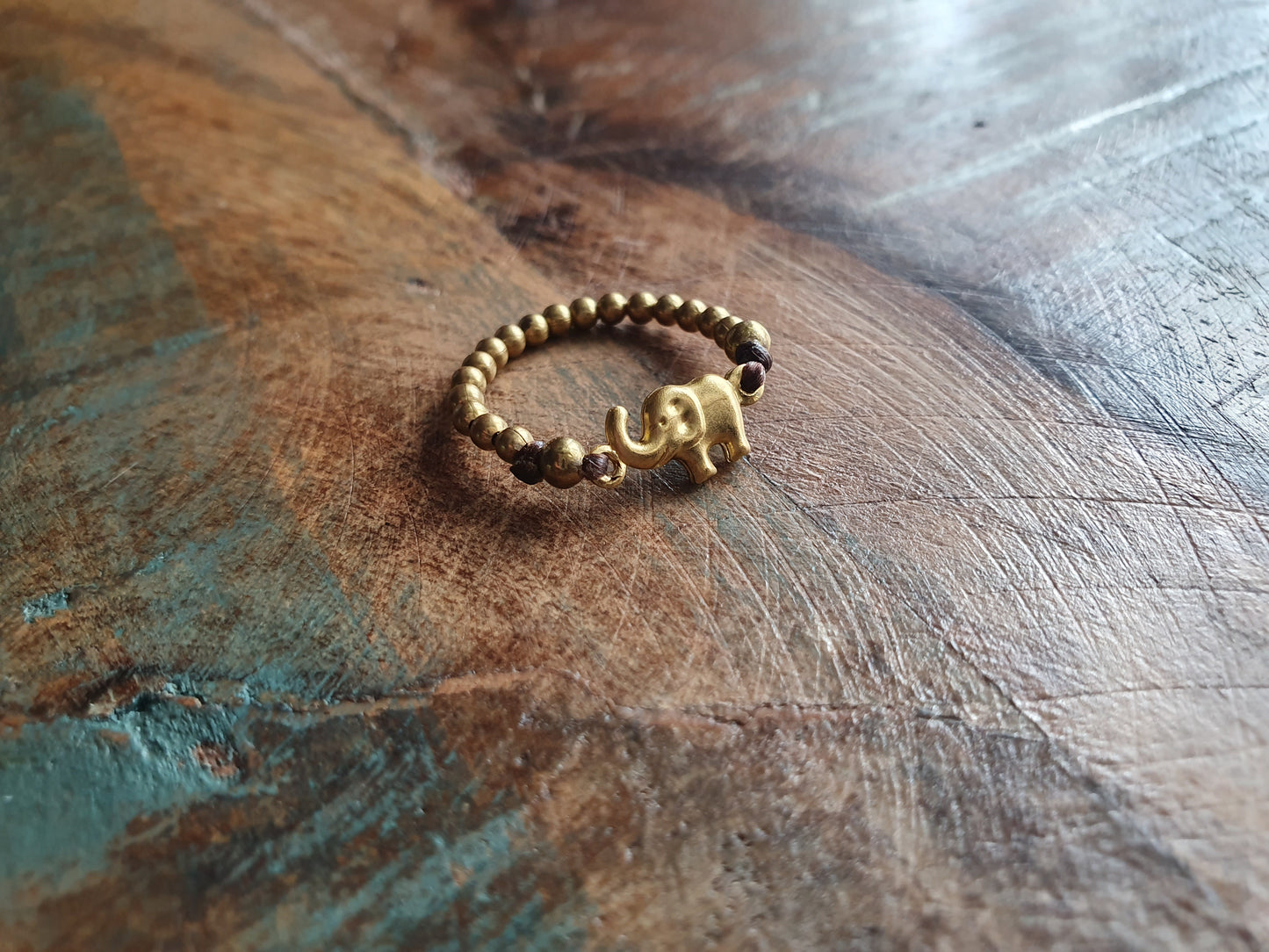 Elephant ring,gold ring,bead ring,gold bead,tiny ring,boho ring,hippie ring,size K ring,size 5.5 ring,small ring,chic ring,elephant jewelry