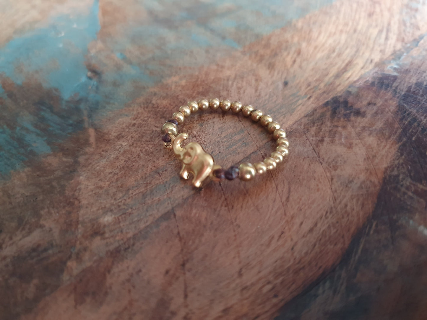 Elephant ring,gold ring,bead ring,gold bead,tiny ring,boho ring,hippie ring,size K ring,size 5.5 ring,small ring,chic ring,elephant jewelry