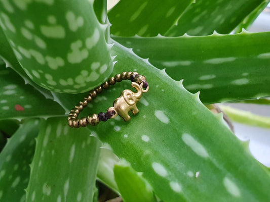 Elephant ring,gold ring,bead ring,gold bead,tiny ring,boho ring,hippie ring,size K ring,size 5.5 ring,small ring,chic ring,elephant jewelry