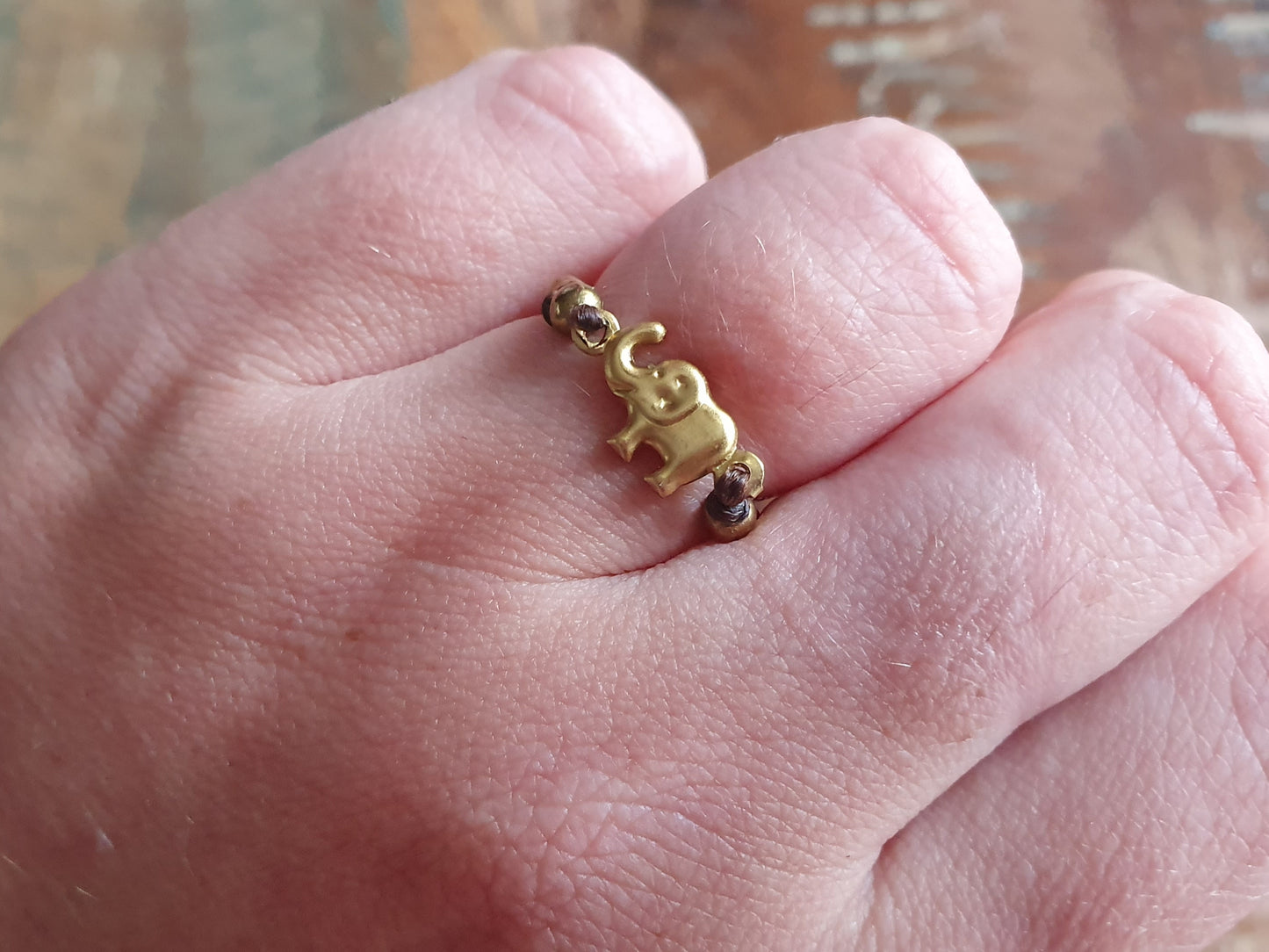 Elephant ring,gold ring,bead ring,gold bead,tiny ring,boho ring,hippie ring,size K ring,size 5.5 ring,small ring,chic ring,elephant jewelry