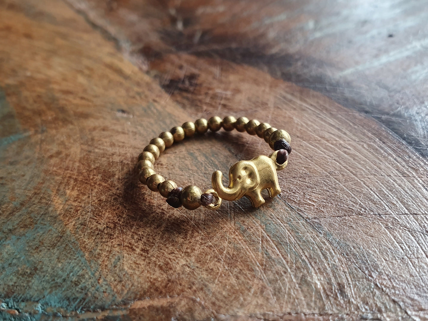 Elephant ring,gold ring,bead ring,gold bead,tiny ring,boho ring,hippie ring,size K ring,size 5.5 ring,small ring,chic ring,elephant jewelry