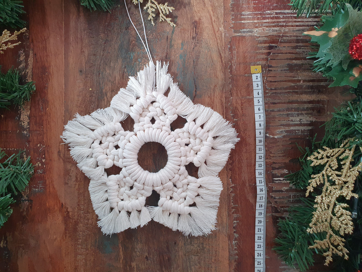 Christmas star hanging bunting macrame rainbow sustainable eco gift colourful ornament decor bauble festive yuletide xmas fibre art