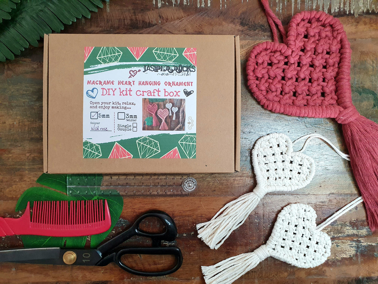 Macrame heart DIY kit craft gift, love ornament hanging mothers day, make own lockdown thoughtful mindful creative crafty couples activity