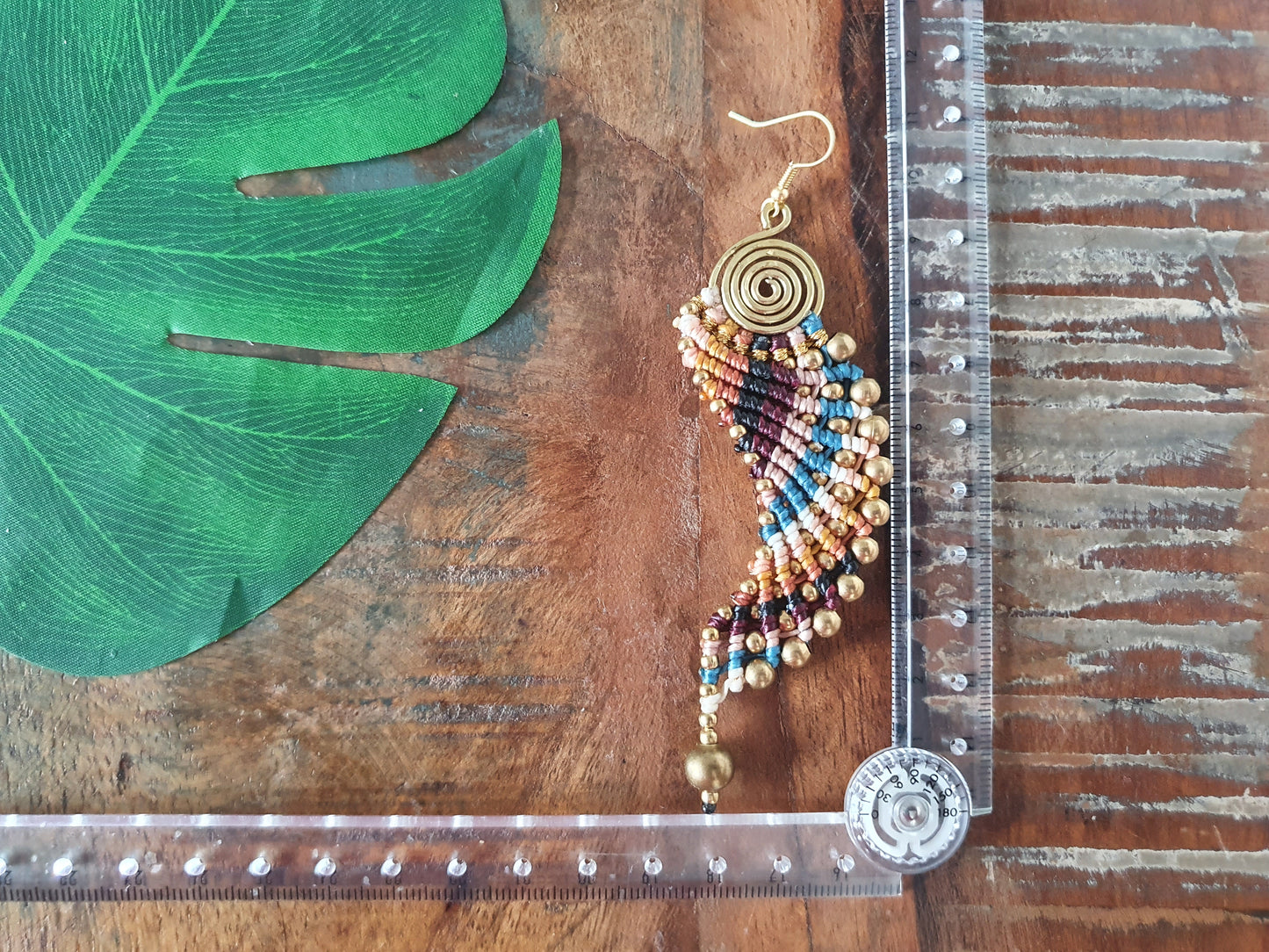 ANGEL WING sunset gold earrings, macrame boho hippie spiritual fairy gold wire wrap Thai witchy vibes birthday gift for her woman sister