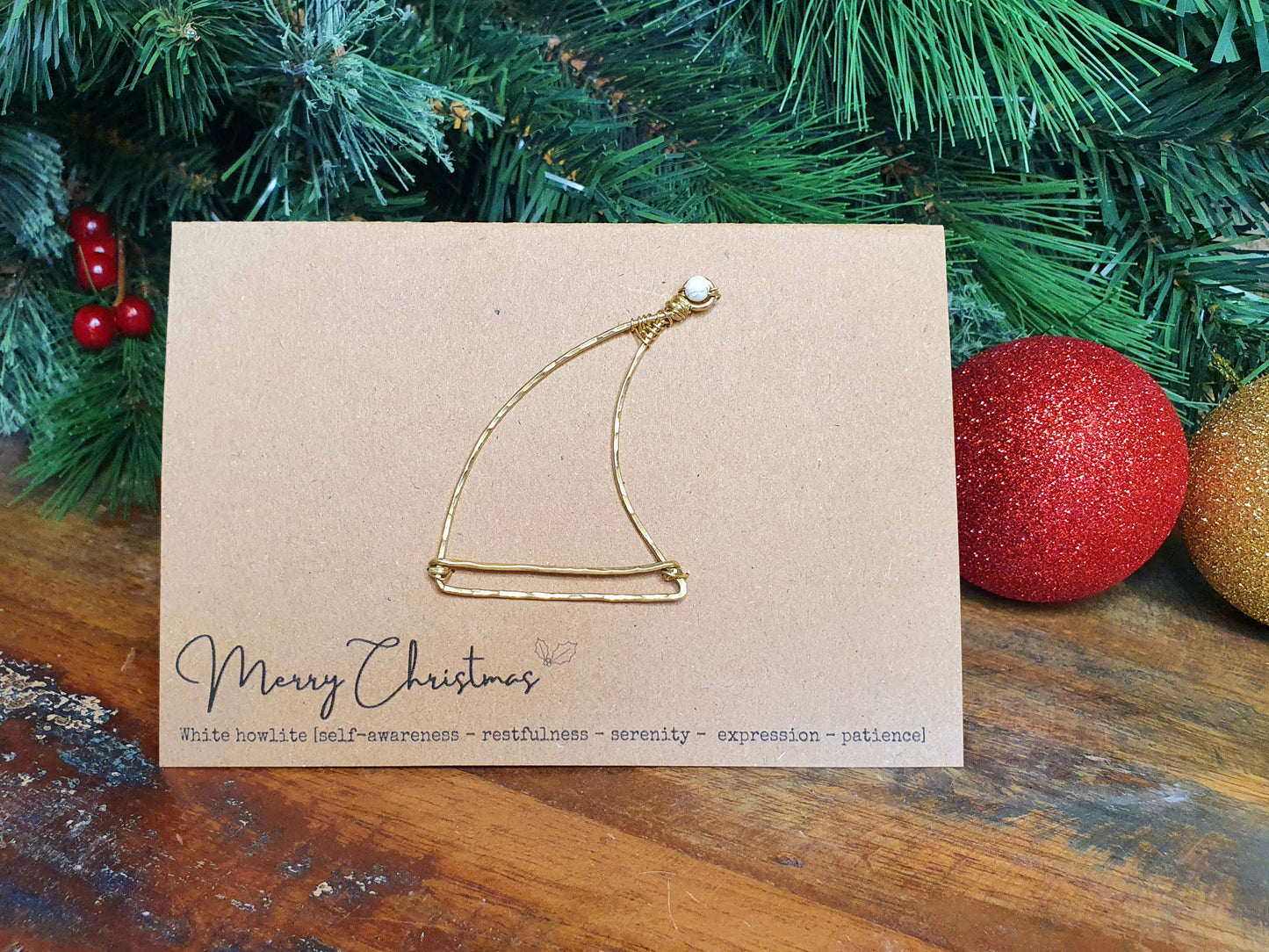 Crystal Christmas cards, eco wire art Christmas symbol and gemstone festive greetings cards, blank inside set of 5 unique holiday cards