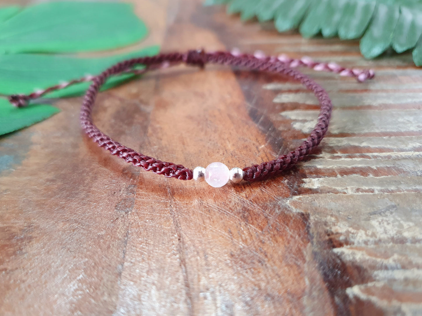 Rose quartz & 925 silver beaded macrame bracelet, crystals for love, choose colour crystal love happiness, bracelet for men women girl frien