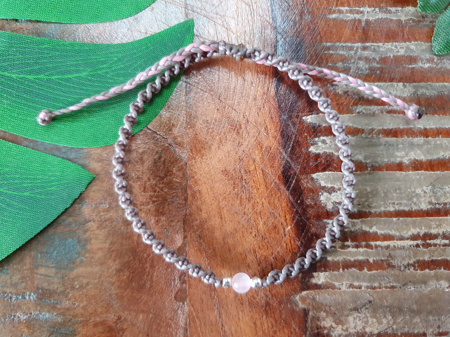 Rose quartz & 925 silver beaded macrame bracelet, crystals for love, choose colour crystal love happiness, bracelet for men women girl frien