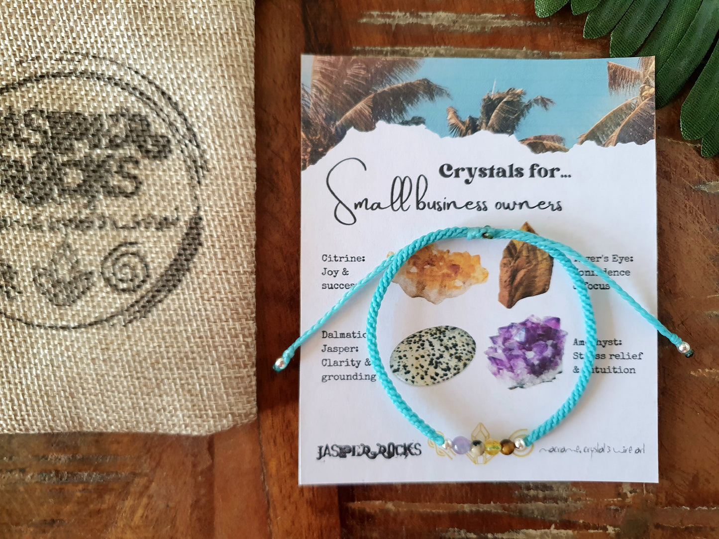 Crystals for small business owner, gift for small business owner, bracelet for small business owner, custom colour macrame bracelet