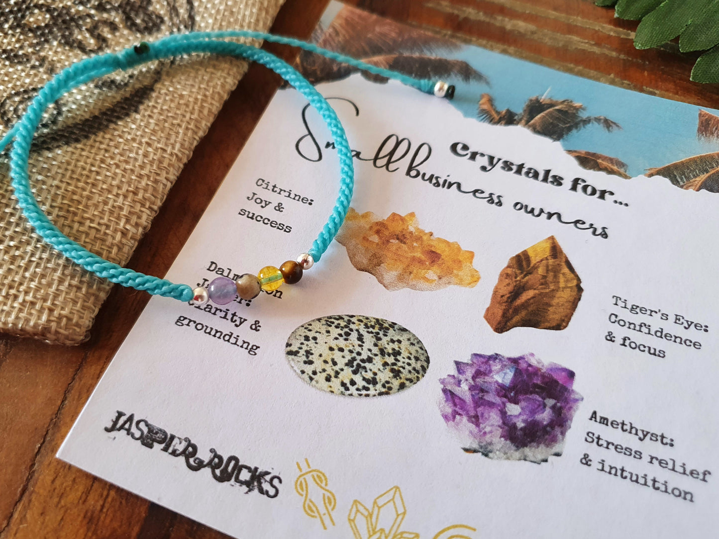 Crystals for small business owner, gift for small business owner, bracelet for small business owner, custom colour macrame bracelet