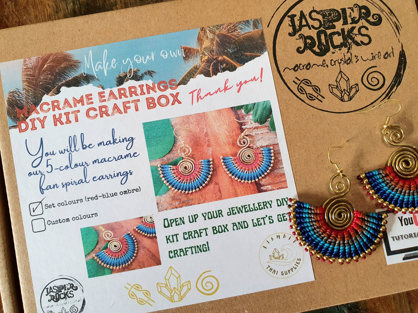 DIY macrame earring kit craft box, make your own activity gift hobby box, creative gift for woman her, mindfulness meditation activity