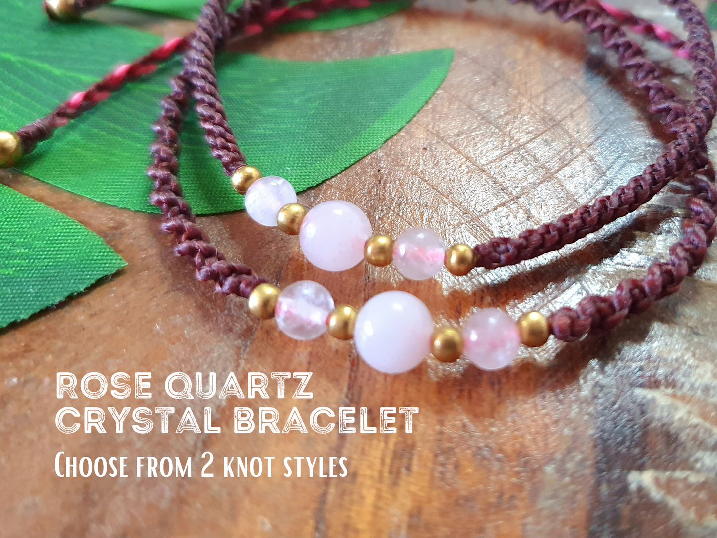 Rose quartz crystal bracelet, pink crystal red bracelet, red macrame bracelet, boho gift for girl woman mother, crystals for love positivity