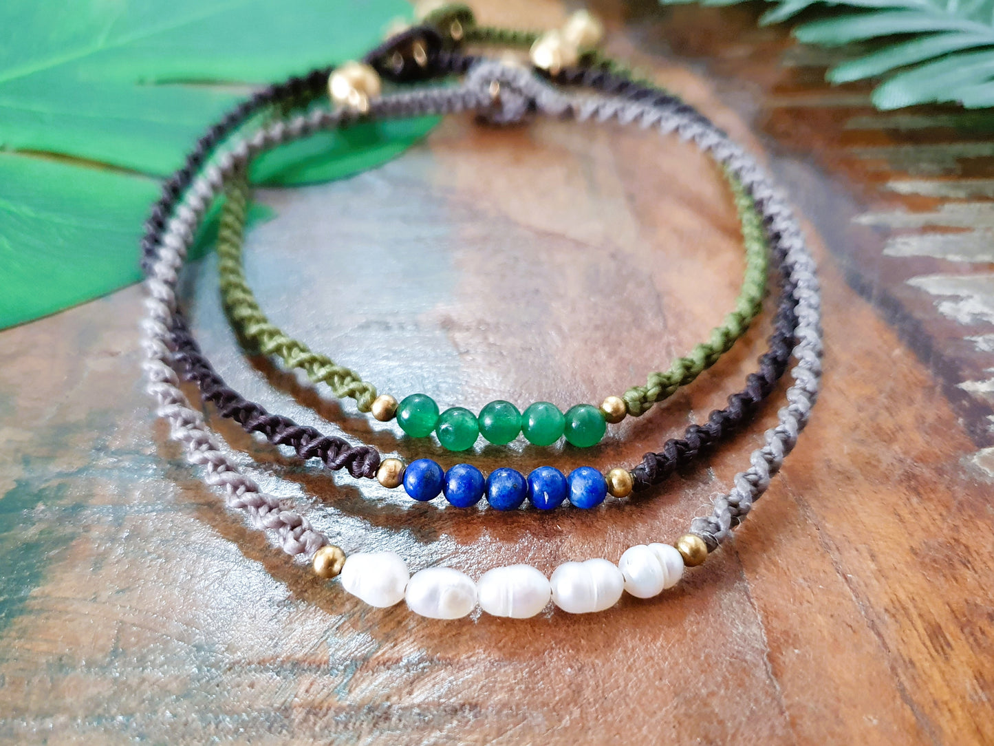 Custom crystal & macrame braided anklet / Choose gemstone choose colour / boho anklet / wanderer surfer witch anklet band / waterproof ankle