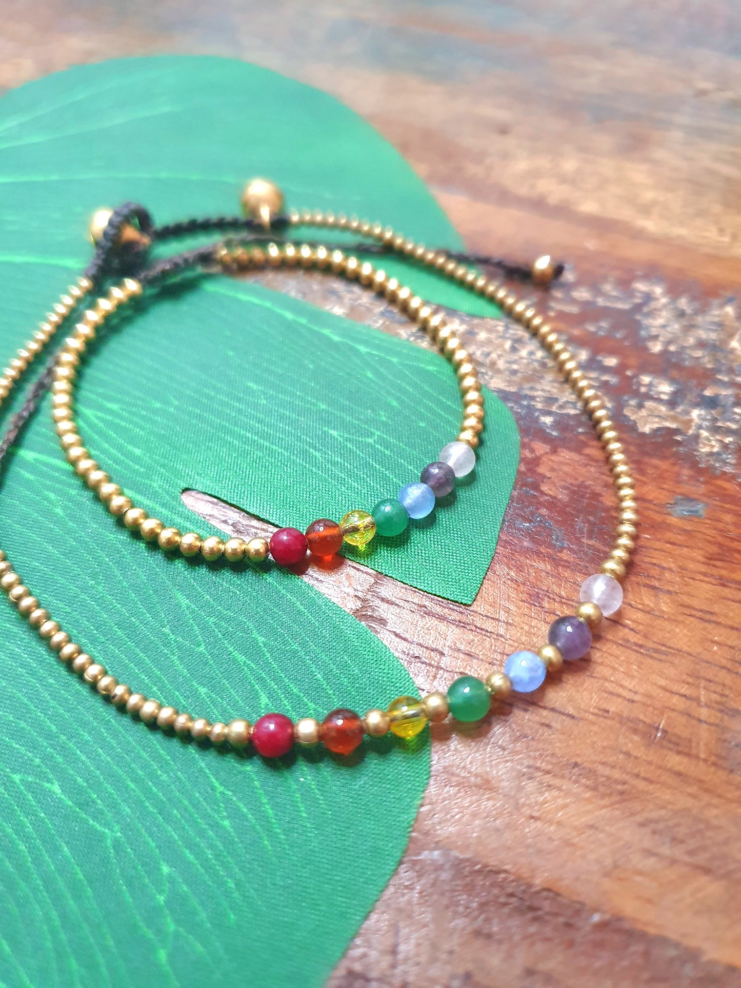 Rainbow crystal beaded bracelet, chakra gemstone & gold brass bead, rubellite orange agate citrine jade blue agate amethyst rose quartz, beaded stacking