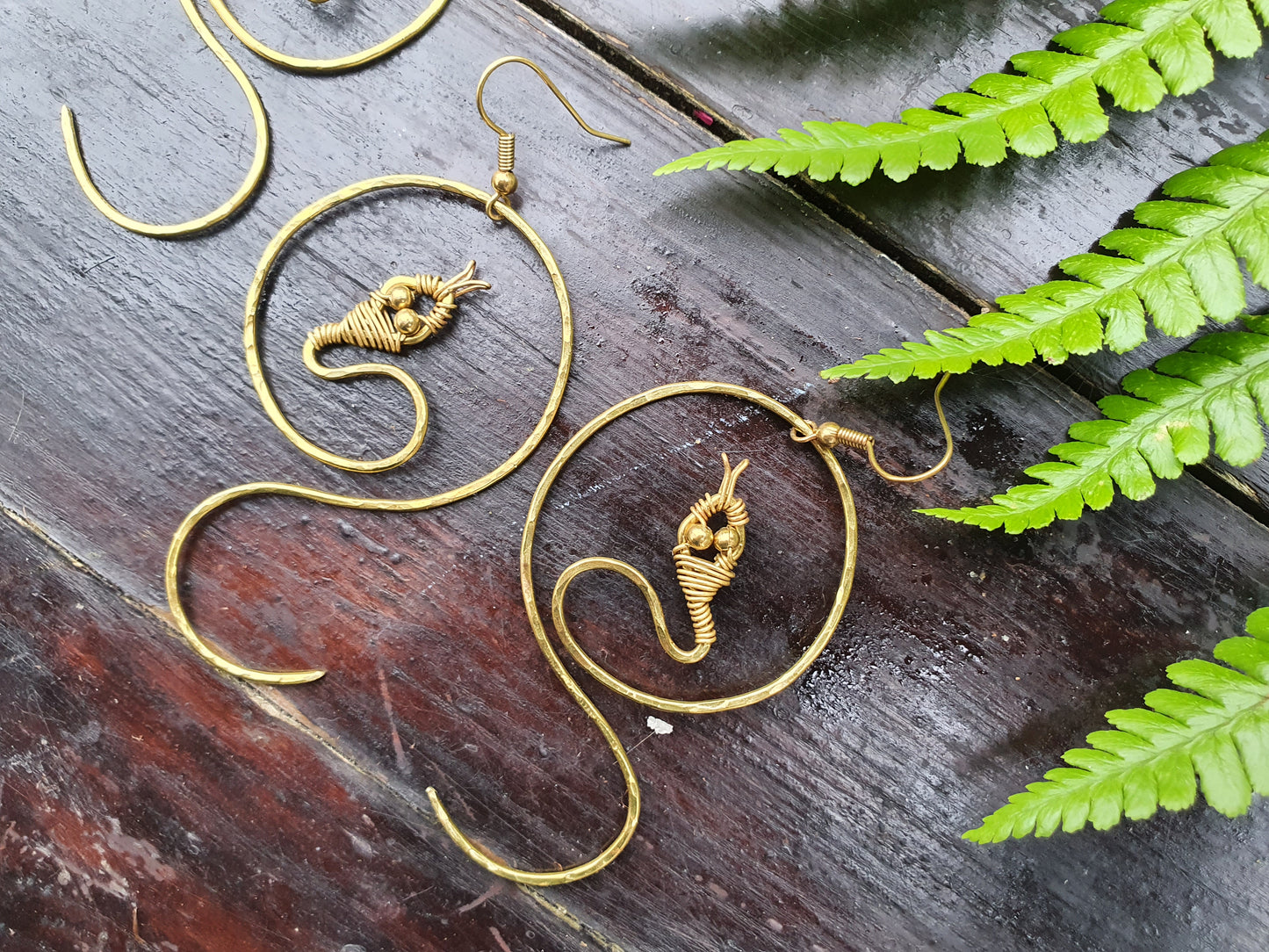 Gold crystal snake earrings, Halloween costume witch medusa gothic costume jewellery, personalised gold brass wire, choose gemstone earrings