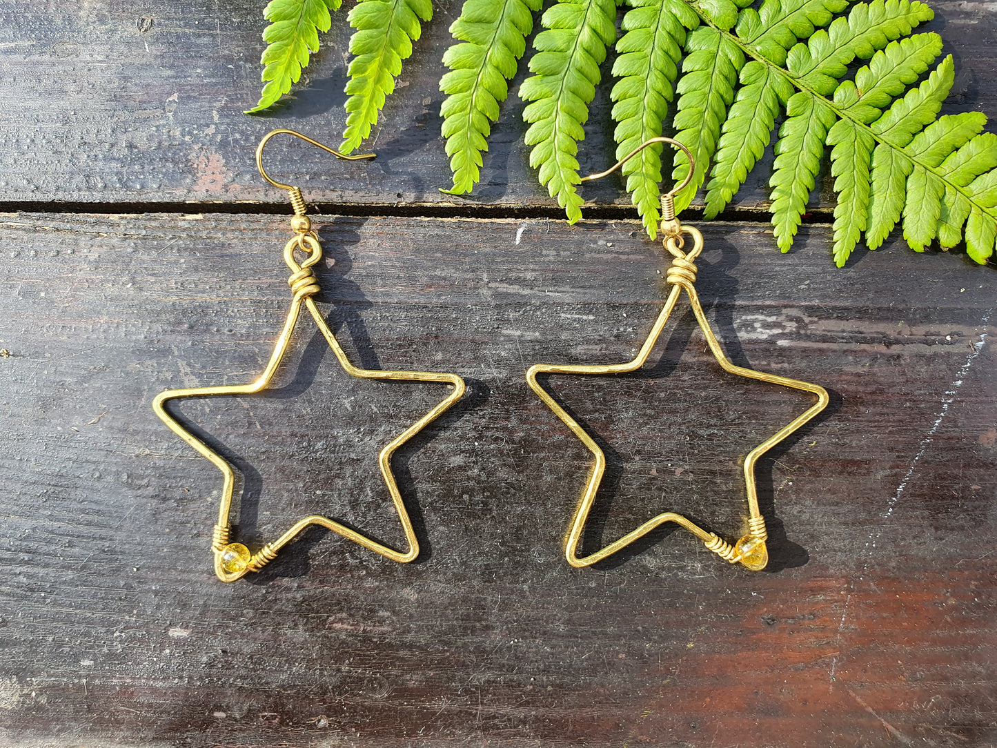 Gold wire star earrings, citrine crystal earrings, gemstone luck happiness abundance success crystal, boho mystical spiritual celestial gift