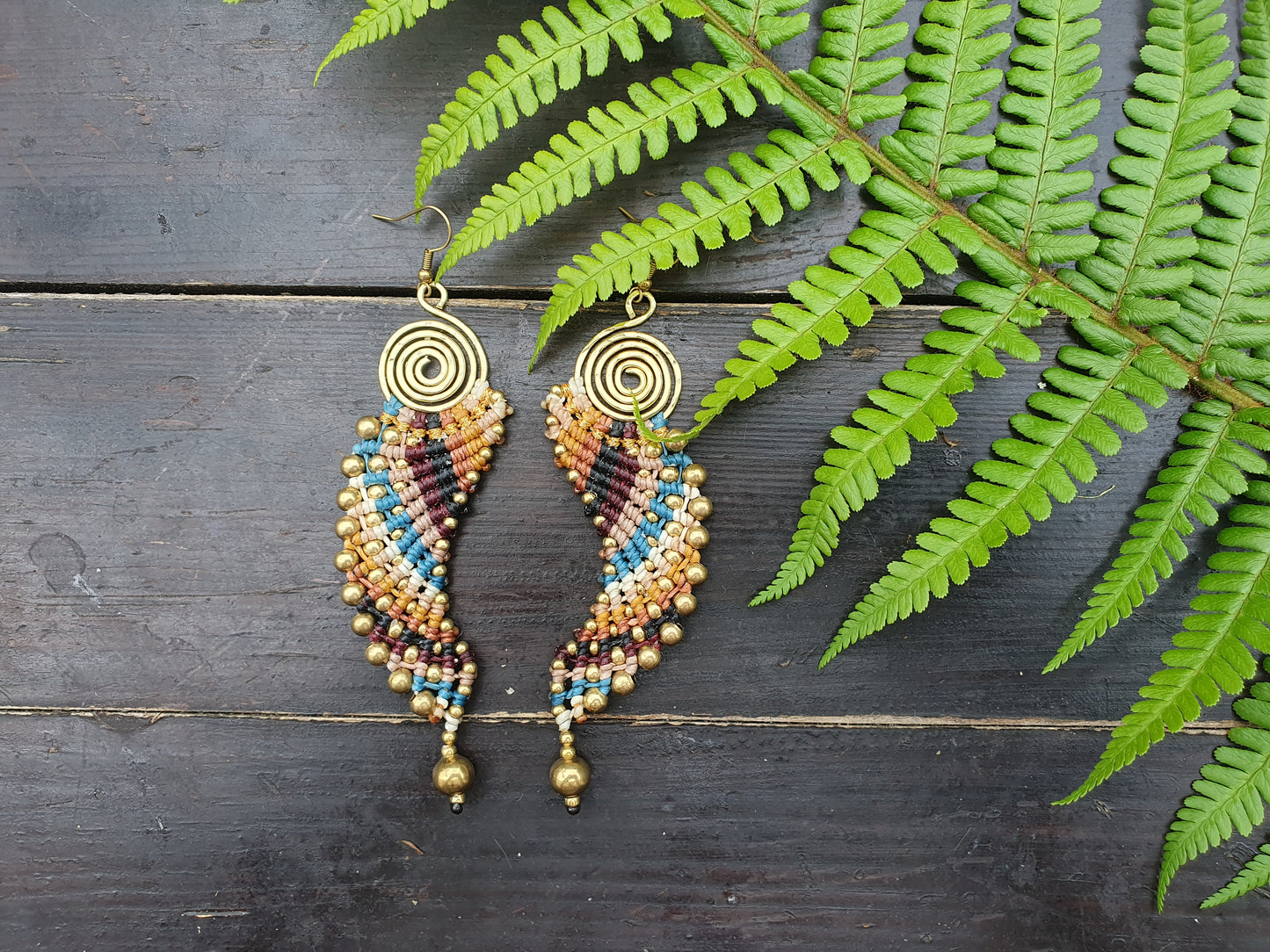 ANGEL WING sunset gold earrings, macrame boho hippie spiritual fairy gold wire wrap Thai witchy vibes birthday gift for her woman sister