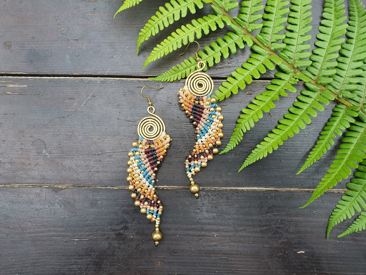 ANGEL WING sunset gold earrings, macrame boho hippie spiritual fairy gold wire wrap Thai witchy vibes birthday gift for her woman sister