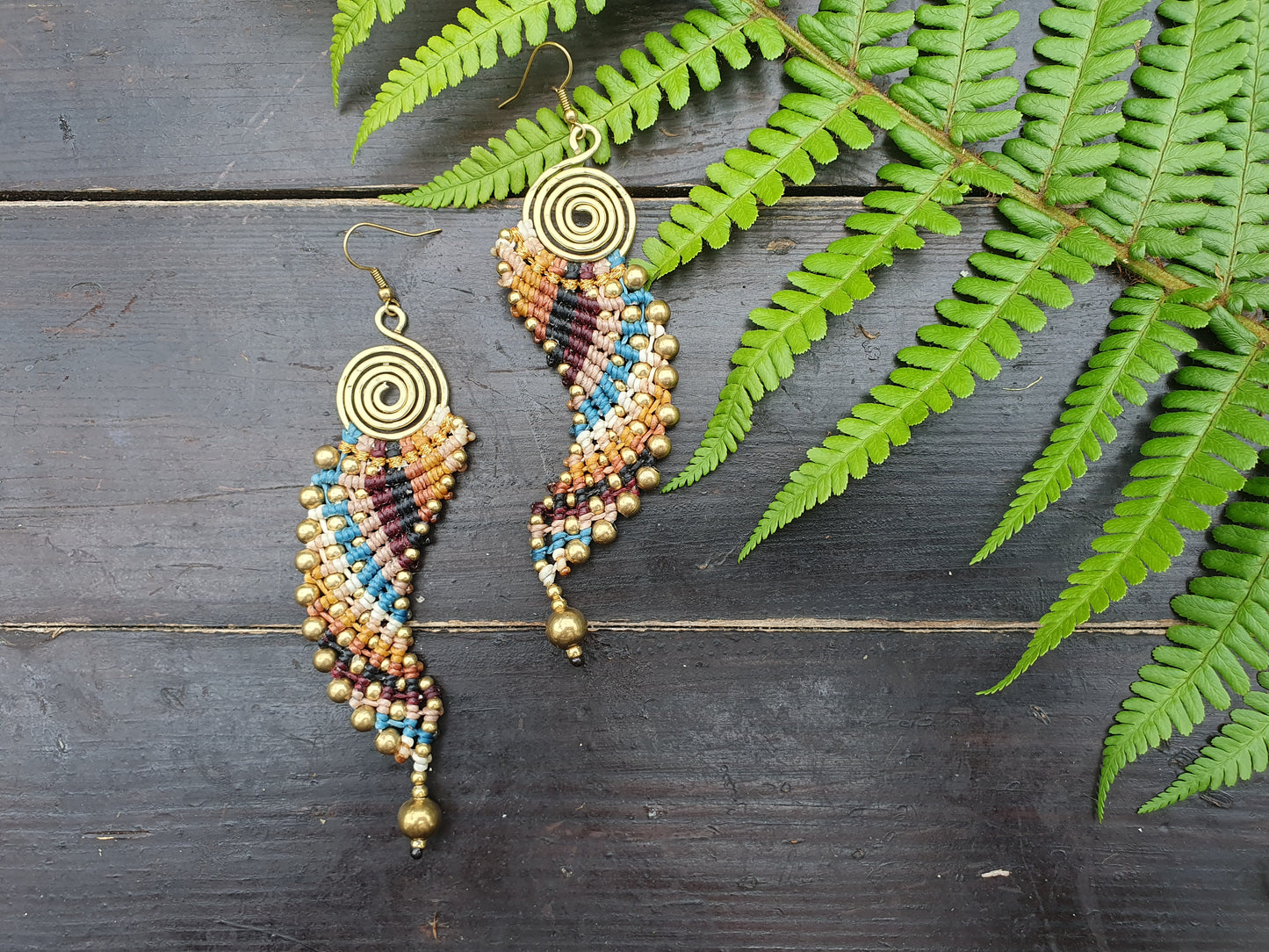 ANGEL WING sunset gold earrings, macrame boho hippie spiritual fairy gold wire wrap Thai witchy vibes birthday gift for her woman sister