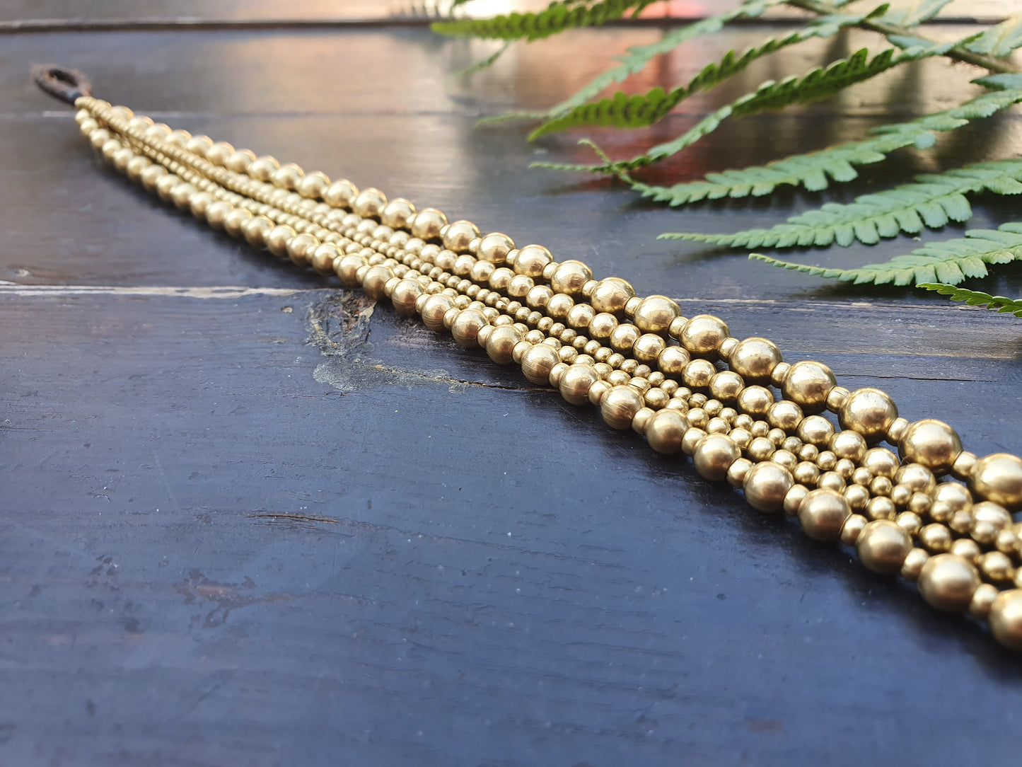 Gold beaded multi-strand statement anklet, gift for woman, gift for best friend, gold stone macrame boho tribal aztec beach ethnic holiday Thai anklet