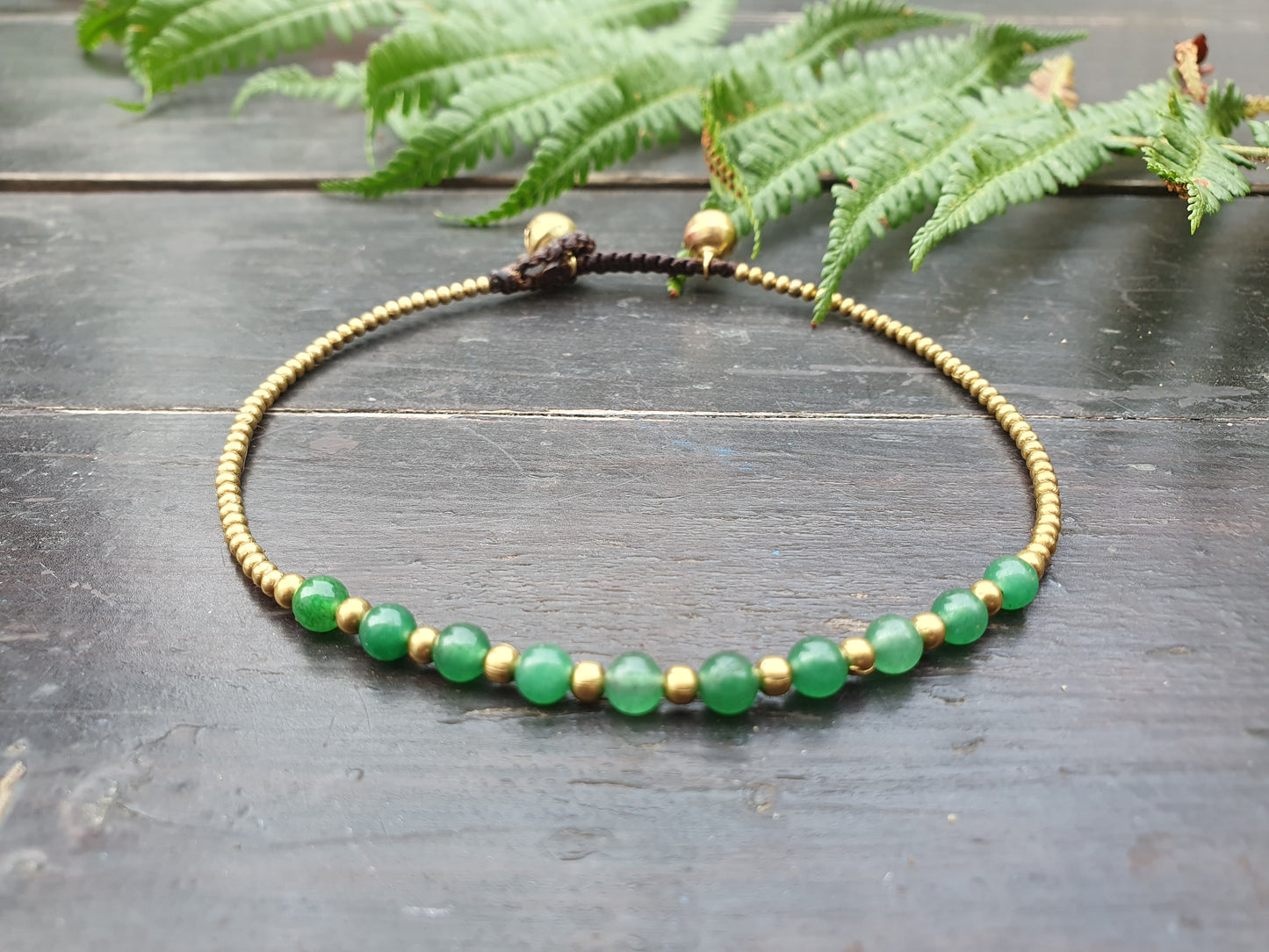 Jade stone anklet,green anklet,gold bead anklet,green gemstone anklet,gold stone anklet,gold bead anklet,thai anklet,boho anklet,beach jewel