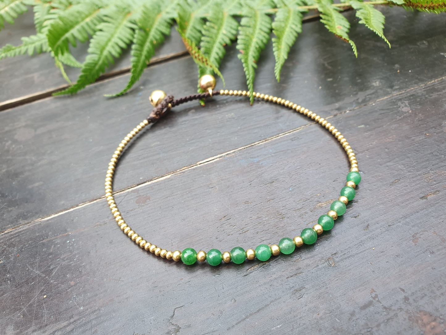 Jade stone anklet,green anklet,gold bead anklet,green gemstone anklet,gold stone anklet,gold bead anklet,thai anklet,boho anklet,beach jewel