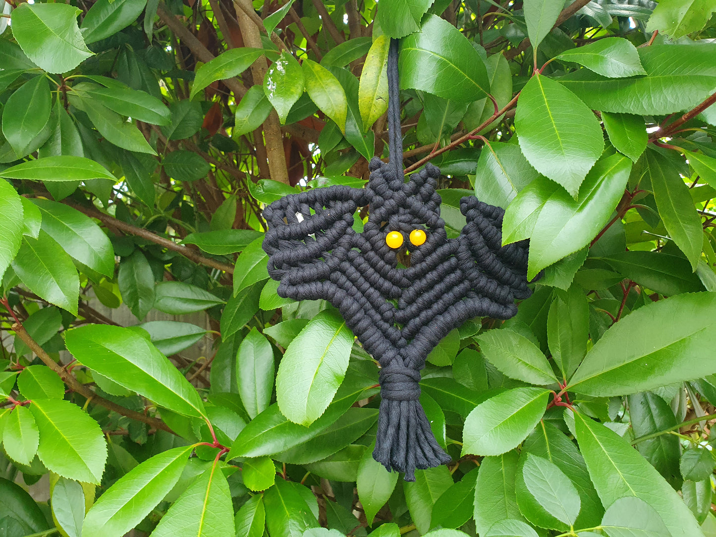 Halloween CRAFT KIT, Black BAT macrame crystal decor hanging, make your own macrame, halloween crafts, spooky family activity, craft kit