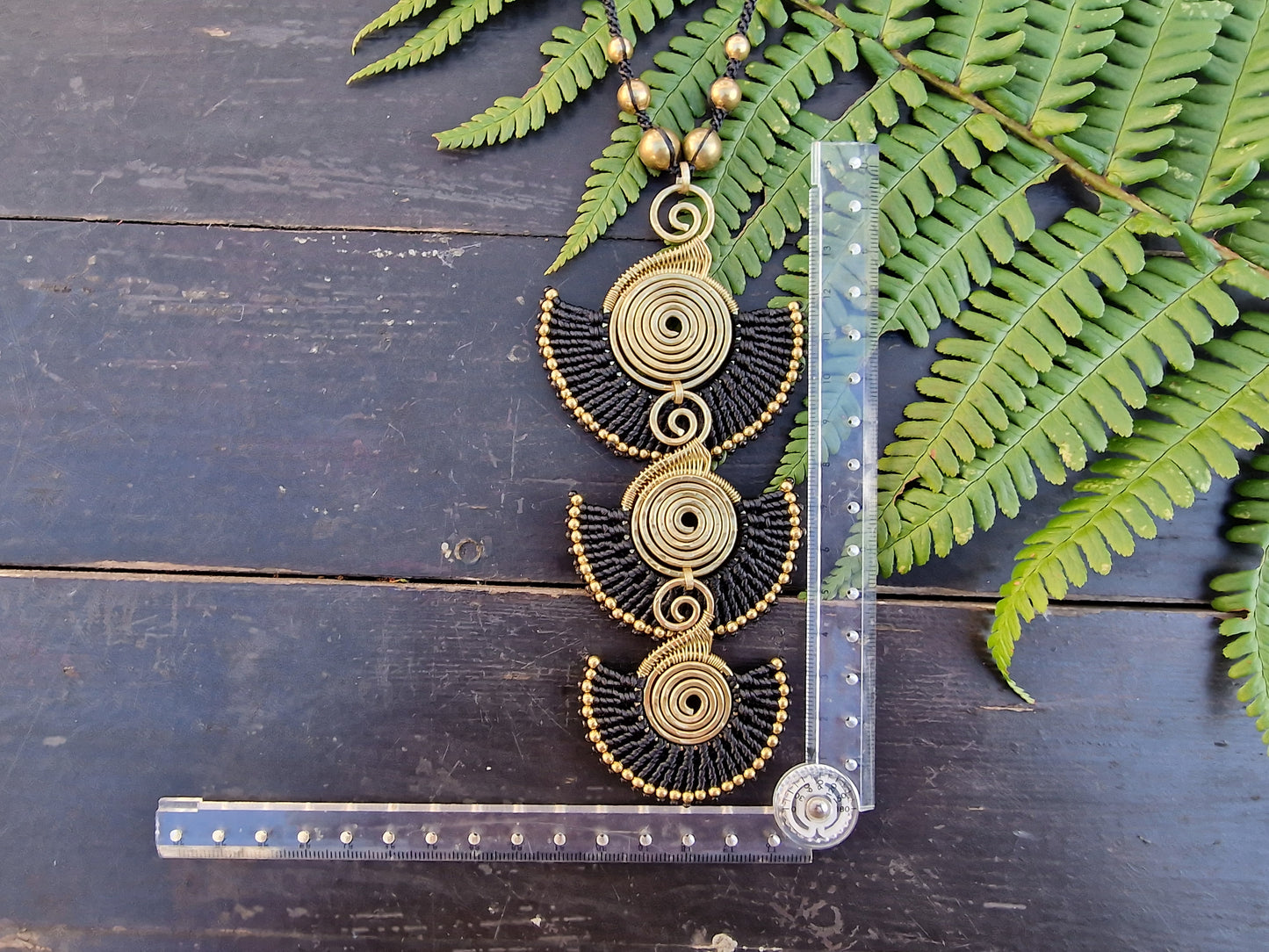 Pharoah necklace, triple spiral necklace, african jewellery, egyptian jewellery, art deco, macrame necklace, statement necklace, gold spiral