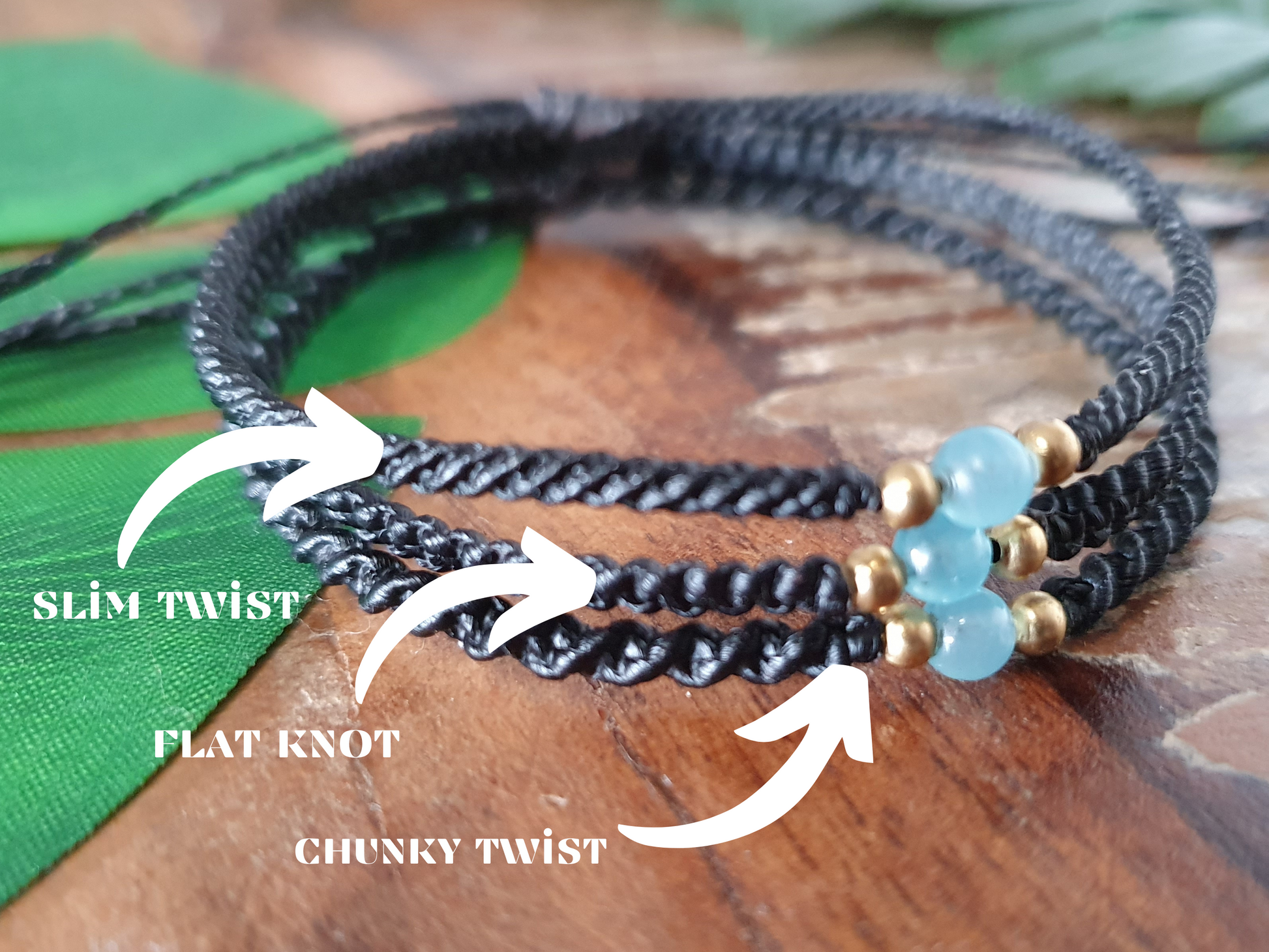 Flat Macrame Wax Cord Bracelet 