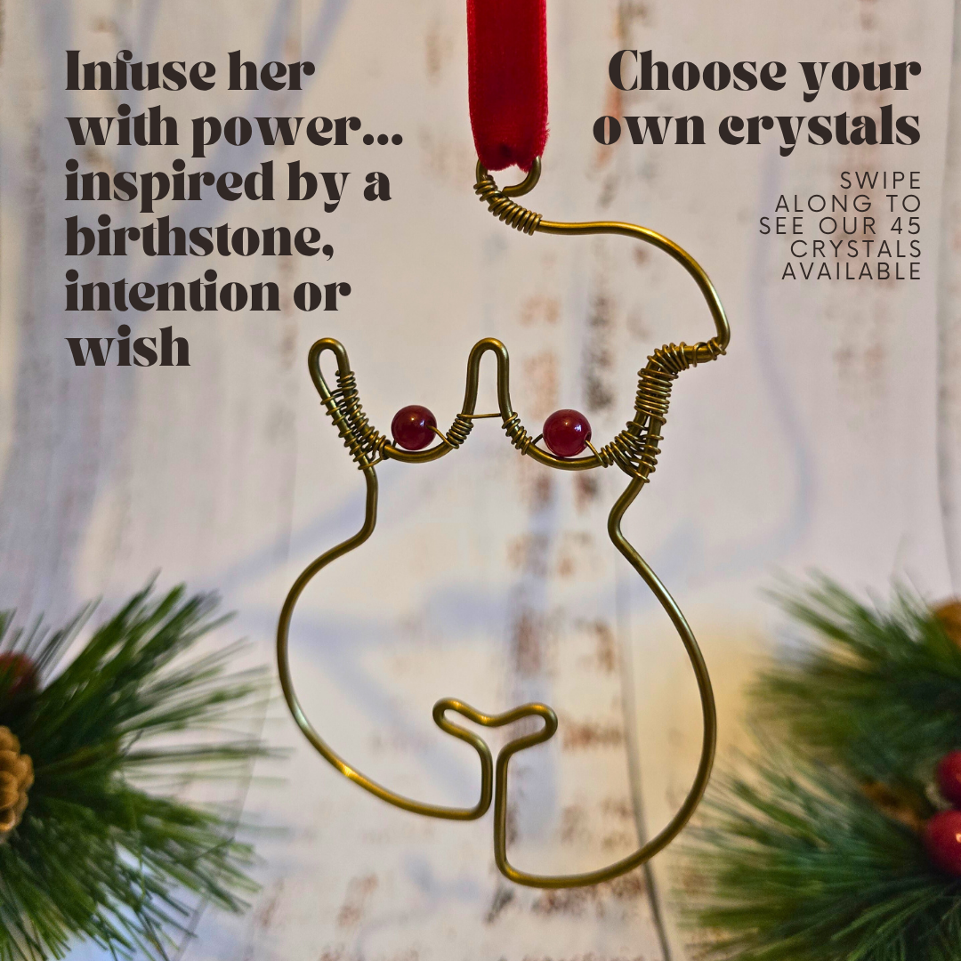 Handmade Brass Female Body Ornament with Custom Crystals, Feminist Art Christmas Bauble, Empowered Woman Decoration, Alternative Xmas Gift