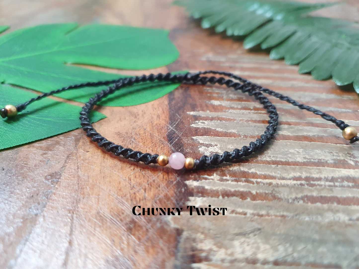 Men's bracelet, rose quartz bracelet for women men, cord 1st anniversary gift choose colour love friendship pink stone father's day son