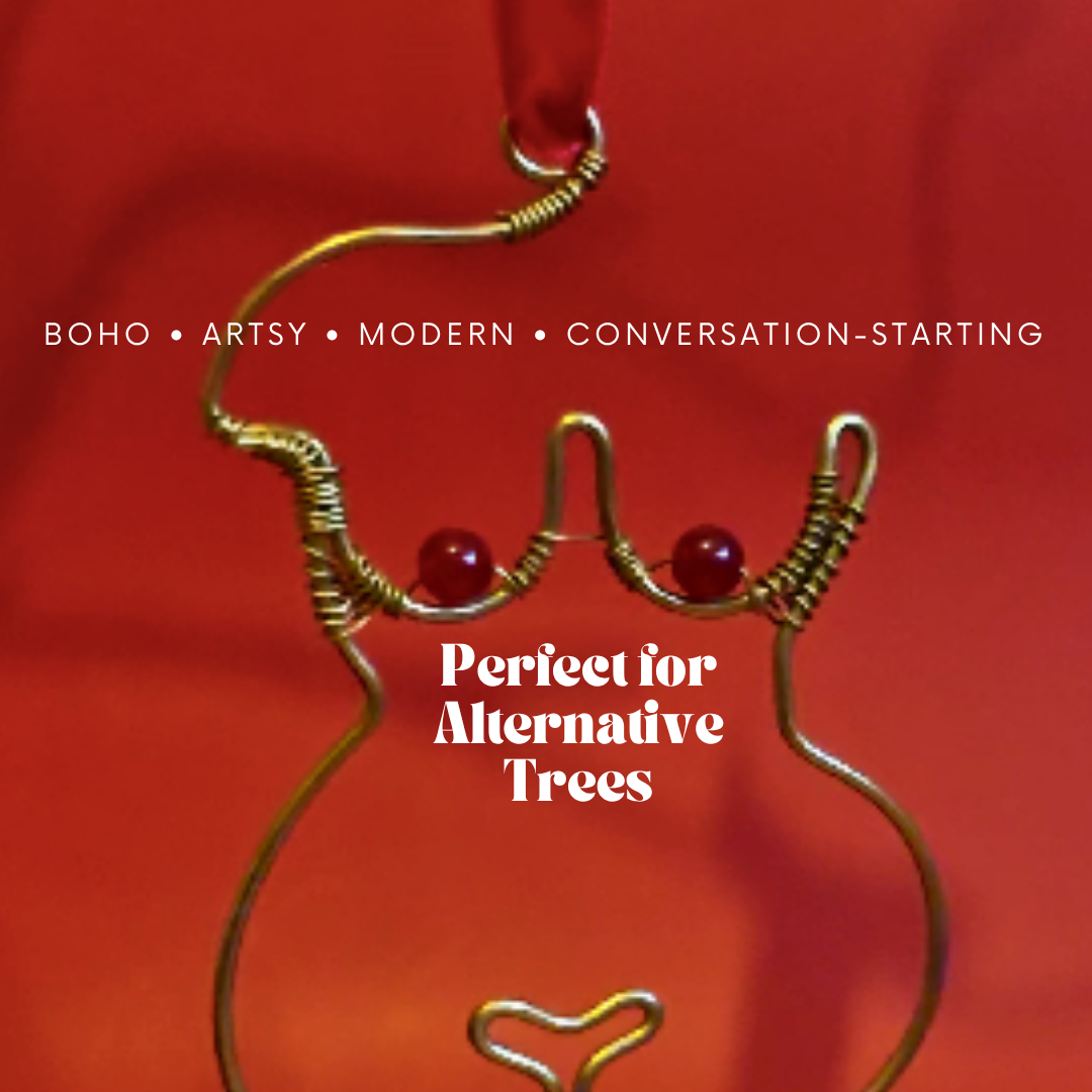 Handmade Brass Female Body Ornament with Custom Crystals, Feminist Art Christmas Bauble, Empowered Woman Decoration, Alternative Xmas Gift