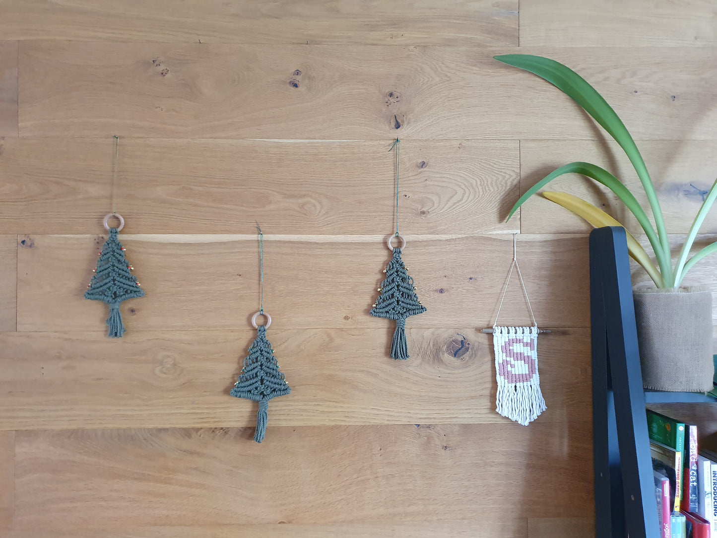 TWO macrame gemstone christmas trees kit, secret santa stocking filler stuffer woman her creative craft gift festive diy kit, make your own