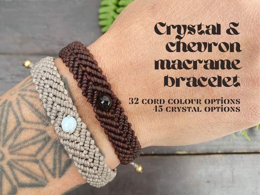 Thick macrame crystal bracelet for men, birthstone custom crystal colour braided cord, Thai boho hippie beach tribal unisex wrist band