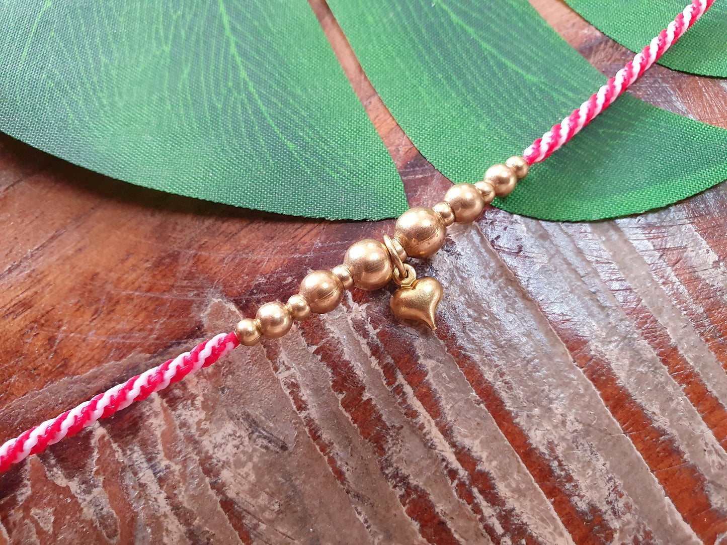 Valentines heart bracelet, gold heart charm bracelet, kids custom colour macrame, gold bead friendship bracelet, kids gift for valentines