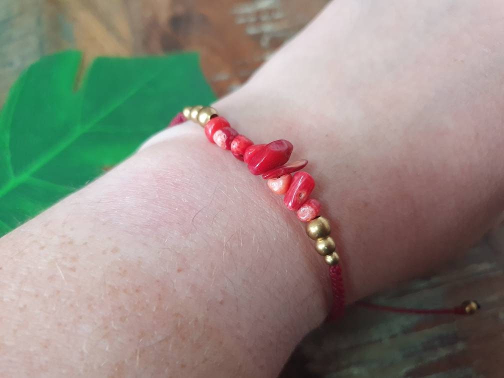 Red howlite crystal bracelet, adjustable dark red macrame boho gemstone base chakra tribal waterproof gift for men women cord anniversary