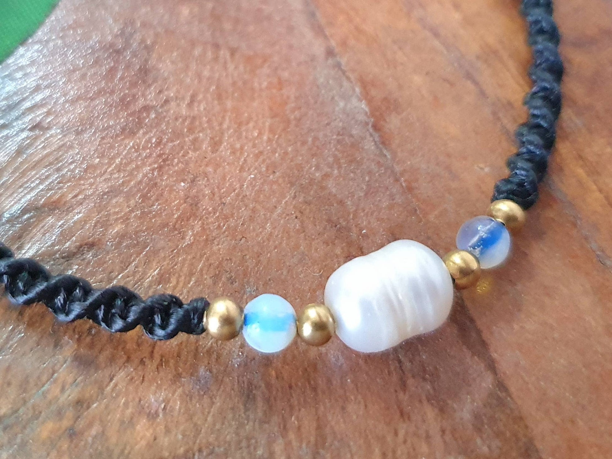 June birthstone bracelet, pearl moonstone bracelet, June birthday,macrame bracelet for women, beaded boho Thai bracelet,minimalist jewellery