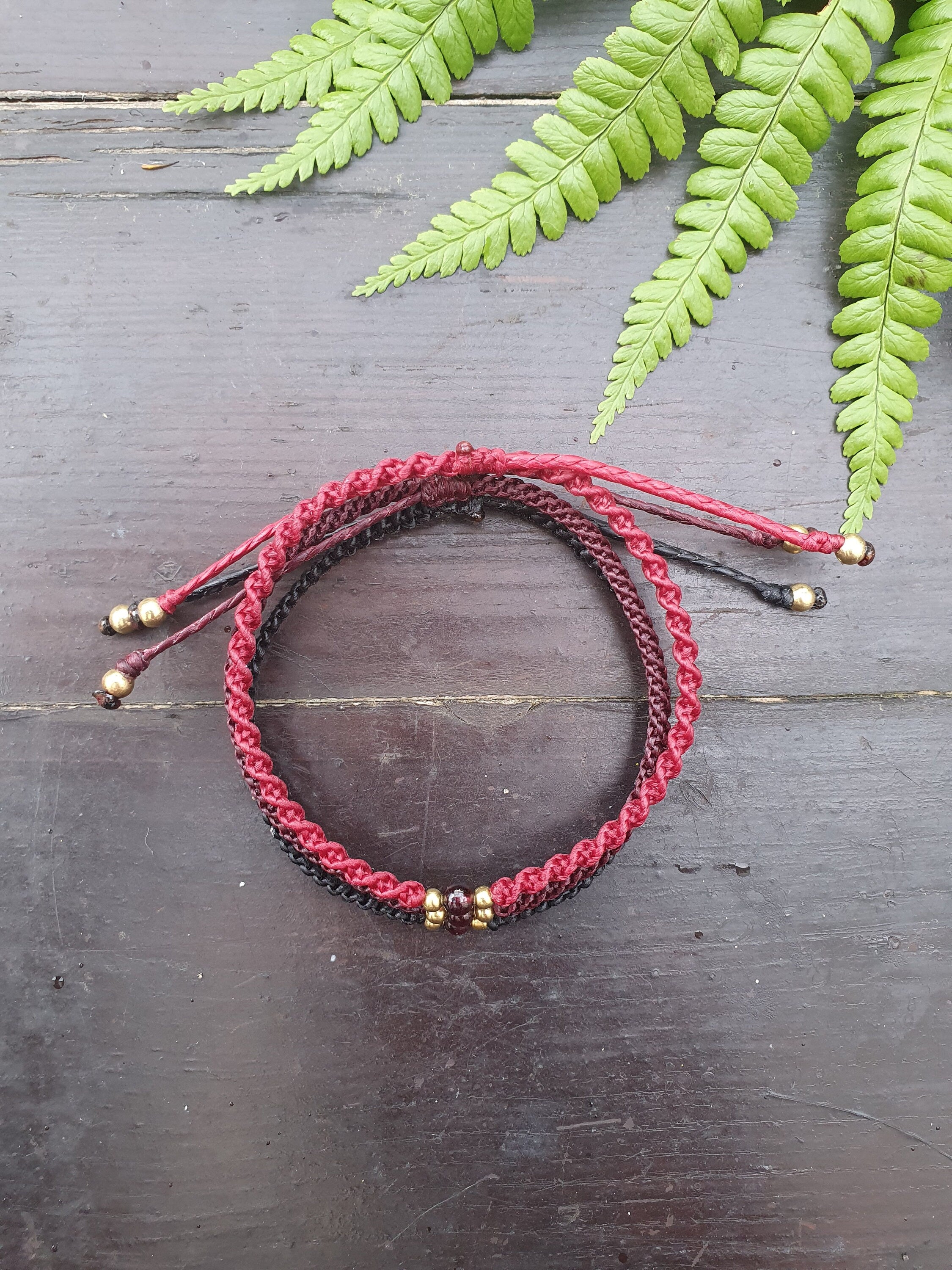 Garnet bracelet, January birthstone, red hot stone bracelet, boho bracelet, gift for her